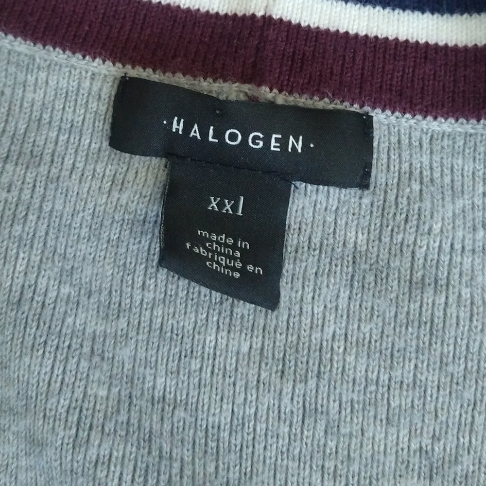 Halogen Gray Tri Stripe Border Open Front Cardiga… - image 4